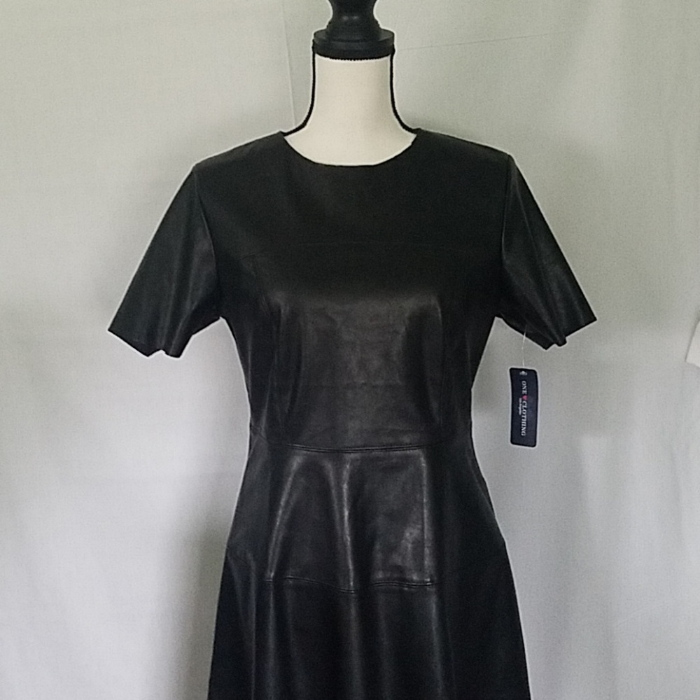 Cute pleather skater dress.